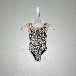 Buc-ees Girls 4T Leopard Print Ruffle One-Piece Swimsuit
